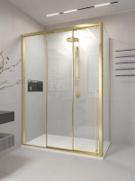 Душевой угол раздвижной 1100х800x2000 цвет профиля Золото брашинг стекло прозрачное PR3/L-SP-11080-01-G-C4 Premium Veconi