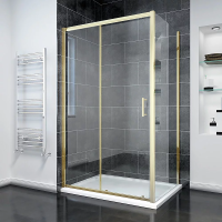 Душевой угол раздвижной прямоугольный RV055G-12080-01-C8 1200х800х1950 Цвет профиля Золото брашинг Стекло Прозрачное Veconi