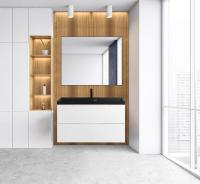 База под раковину подвесная с двумя выкатными ящиками с доводчиками VITTORIA-800-2C-SO-BL BelBagno