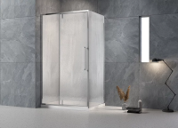 Душевой угол раздвижной прямоугольный RV034R-100100-06-C7 1000х1000х1950 Цвет профиля Хром Стекло Дождь Veconi