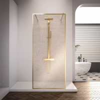Душевая перегородка 1200x2000 KR90GL-120-10-C4 цвет профиля Брашированное золото стекло Ламинирован-ное золото Veconi