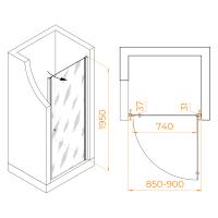 Душевая дверь Dolphin TN-03  90*195 54930309-101 профиль Хром стекло fabric 6 мм RGW