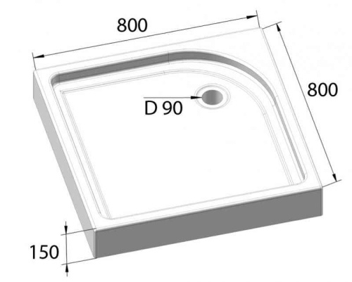 Поддон акриловый, квадратный 800х800х150 TRAY-BB-A-80-15-W BELBAGNO